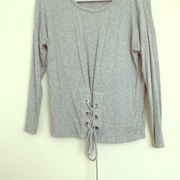 Lace Up Grey Sweater 🌚 - Picture 1 of 3